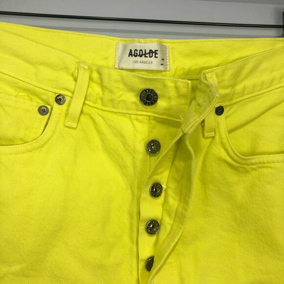 AGOLDE 90's Pinch Waist High Rise Straight Button Fly Jeans Mom Lime Size 27 - Picture 6 of 10